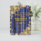 Save The Date Royal Blue Gold fête d'anniversaire Invitation, fe (Debout devant)