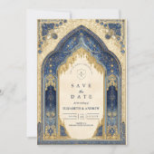 Save The Date Royal Blue Gold Islamic Wedding (Devant)