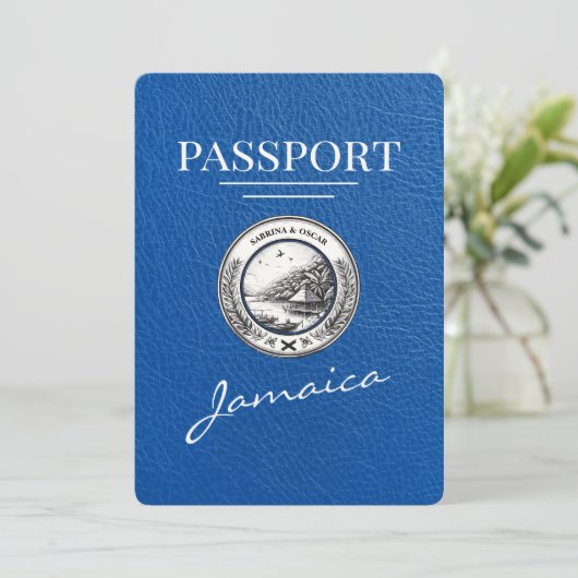 Save The Date Royal Blue Jamaica Passeport Enregistrer La Date (Debout devant)