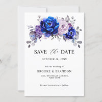 Royal Blue Lilac Purple Floral Enregistrer La Date