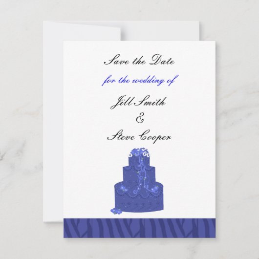 Save The Date Royal Blue Mariage Cake Enregistrer la date (Devant)