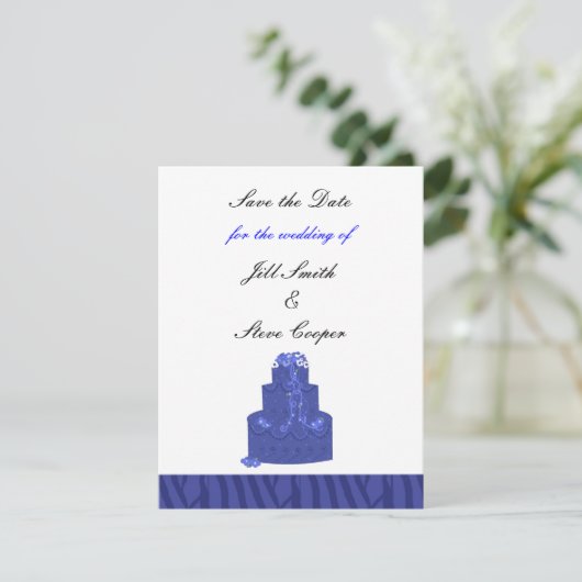 Save The Date Royal Blue Mariage Cake Enregistrer la date (Debout devant)