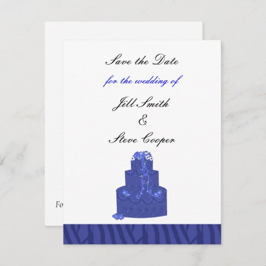 Save The Date Royal Blue Mariage Cake Enregistrer la date (Devant / Derrière)
