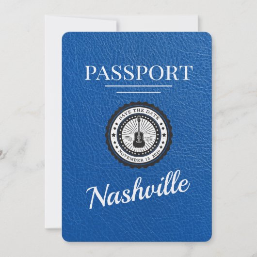 Save The Date Royal Blue Nashville Passport Enregistrer La Date (Devant)