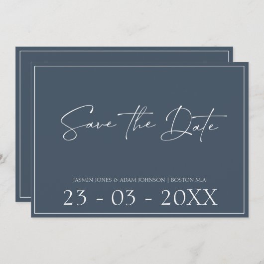 Save The Date Royal Blue Opulence Script Mariage Enregistrer La (Devant / Derrière)