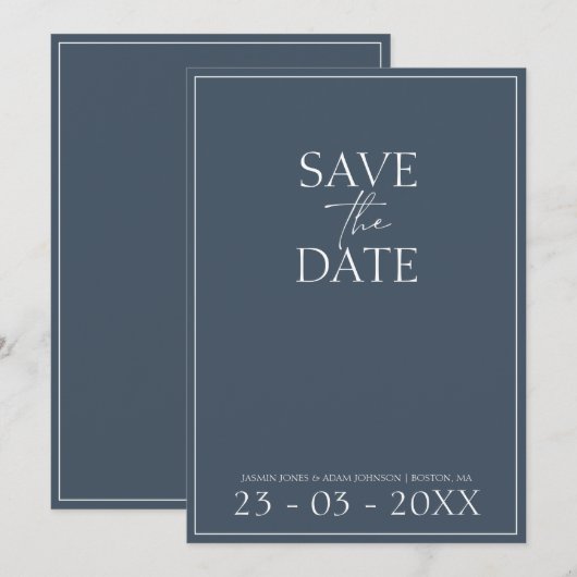 Save The Date Royal Blue Opulence Script Wedding Enregistrer la (Devant / Derrière)