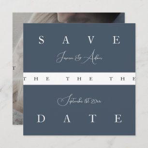 Save The Date Royal Blue Opulence Simple Photo Mariage