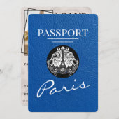 Save The Date Royal Blue Paris Passport Enregistrer La Date (Devant / Derrière)
