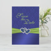 Save The Date Royal Blue Pleats et Chartreuse Enregistrer la dat (Debout devant)