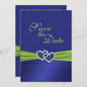 Save The Date Royal Blue Pleats et Chartreuse Enregistrer la dat (Devant / Derrière)