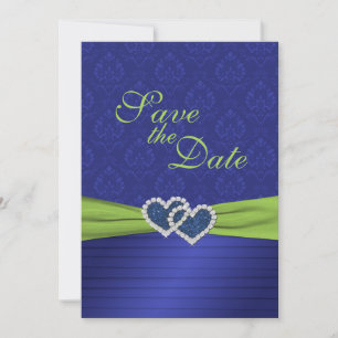 Save The Date Royal Blue Pleats et Chartreuse Enregistrer la dat
