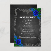 Save The Date Royal Blue Rose Chalk Board Mariage Enregistrer La (Devant / Derrière)