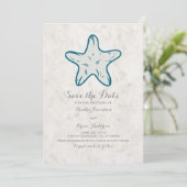 Save The Date Royal Blue Rustic Starfish Enregistrer la date Inv (Debout devant)