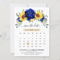 Royal Blue Rustic Tournesol Calendrier Floral mode