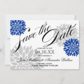 Save The Date Royal Blue Silver-Grey Burst Script Enregistrer la (Devant)