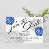 Save The Date Royal Blue Silver-Grey Burst Script Enregistrer la (Debout devant)