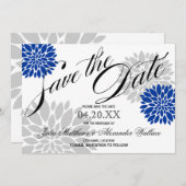 Save The Date Royal Blue Silver-Grey Burst Script Enregistrer la (Devant / Derrière)