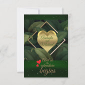 Save The Date Royal Dark Green Feuille Gold Frame Mariage (Dos)