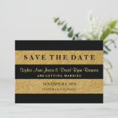 Save The Date Royal Gold Leaf Stripes Mariage ENREGISTRER LA DAT (Debout devant)