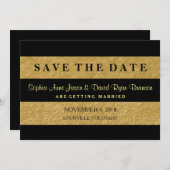 Save The Date Royal Gold Leaf Stripes Mariage ENREGISTRER LA DAT (Devant / Derrière)