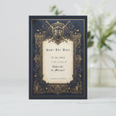 Save The Date Royal Navy Moody Celestial Medieval Crest  (Debout devant)