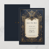 Save The Date Royal Navy Moody Celestial Medieval Crest  (Devant / Derrière)