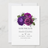 Save The Date Royal Purple and Silver Floral Mariage Photo (Devant)