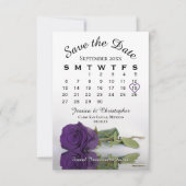 Save The Date Royal Purple Rose Élégant Calendrier de mariage (Devant)