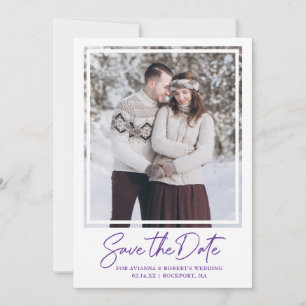 Save The Date Royal Purple Text Photo Wedding Enregistrer La Dat
