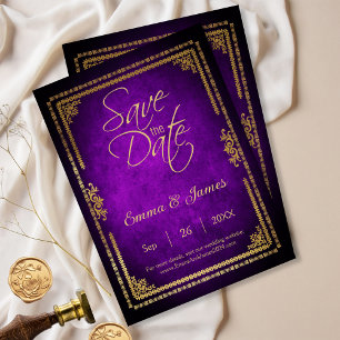 Save The Date Royal Purple Vintage Fairytale thème de couverture