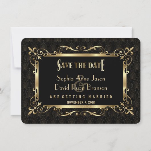 Save The Date Royal Roaring 20s Gold Art Déco Enregistrer la dat (Devant)