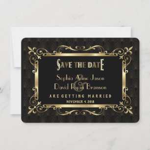 Save The Date Royal Roaring 20s Gold Art Déco Enregistrer la dat