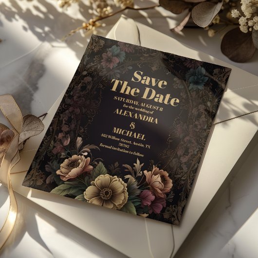 Save The Date Royal Victorian gothique Floral Mariage