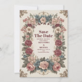 Save The Date Royal Victorian Whimsical Floral Mariage (Devant)