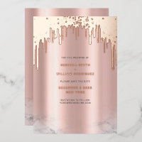 Save The Date Rozegoud Glitter Drips Roze