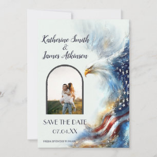 Save The Date RSVP Pygargue à tête blanche Patriotique USA Semiq