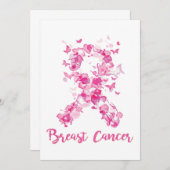 Save The Date Ruban à papillon de sensibilisation au cancer du s (Devant / Derrière)