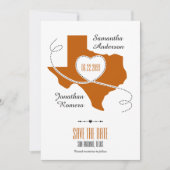 Save The Date Ruban Burnt Orange Texas Curling Enregistrer la da (Devant)