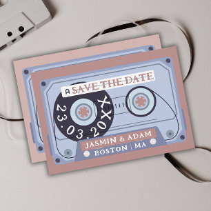 Save The Date Ruban Cassette Rose Poussiéreux Rétro Enregistrer 