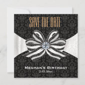 Save The Date Ruban diamant avec motif Damas Variation (Devant)