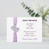 Save The Date Ruban Lavande Coeurs Personnalisés Enregistrer La  (Debout devant)