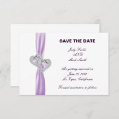 Save The Date Ruban Lavande Coeurs Personnalisés Enregistrer La  (Devant / Derrière)
