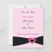 Save The Date Ruban noir Coeur rose Enregistrer la date (Devant)