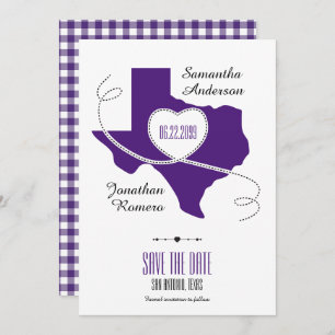 Save The Date Ruban Purple Texas Curling Enregistrer la date