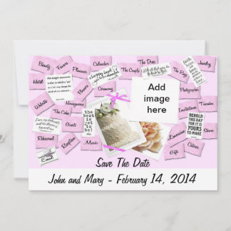 Save The Date Ruban rose, gâteau Mariage