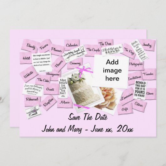 Save The Date Ruban Rose, Gâteau Mariage Enregistrer La Date (Devant / Derrière)