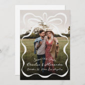 Save The Date Rubans encastrés et photo de la bow (Devant / Derrière)