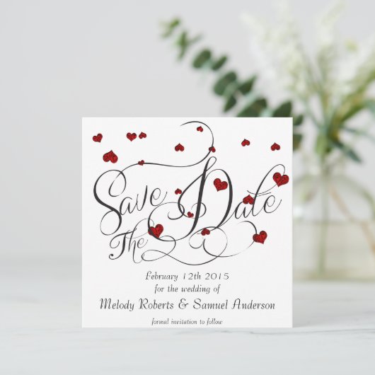 Save The Date Ruby Heart Confetti Enregistrer la date (Debout devant)