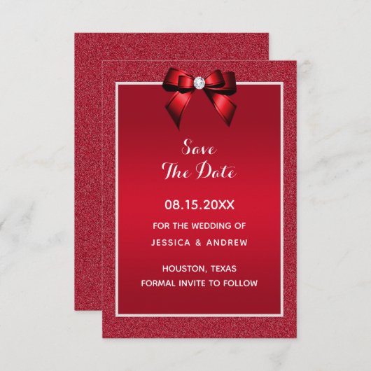 Save The Date Ruby Red & Mariage élégant Gem (Devant / Derrière)