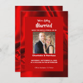Save The Date Ruby Red Modern Satin Glam Mariage photo (Devant / Derrière)